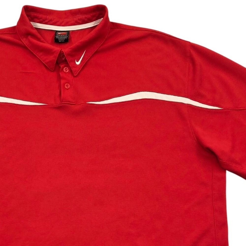 Nike Team Dri-Fit Short Sleeve Polo Shirt Red Mens 3XL Y2K Center Swoosh